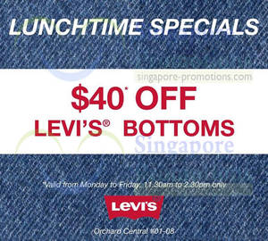 Featured image for (EXPIRED) Levi’s $40 OFF Weekday Lunchtime Specials 10 Apr 2014
