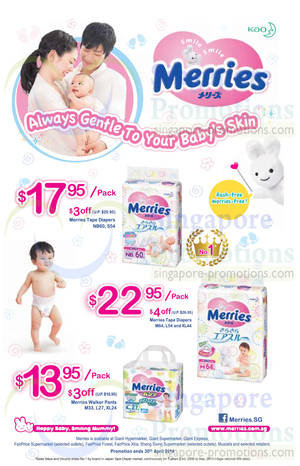 Featured image for (EXPIRED) Merries Diapers & Pants Promo Offers 10 – 30 Apr 2014