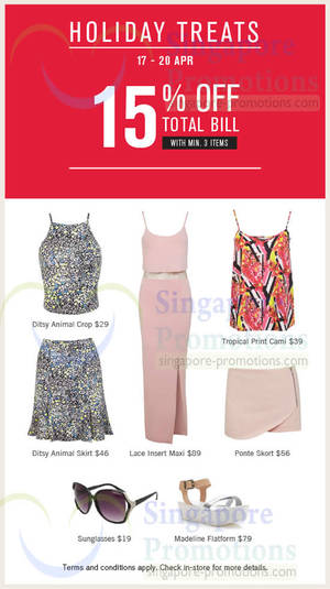 Featured image for (EXPIRED) Miss Selfridge 15% OFF Holiday Treats 17 – 20 Apr 2014