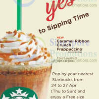Read more about Starbucks NEW Caramel Ribbon Crunch FREE Size Upgrade Promo 24 - 27 Apr 2014