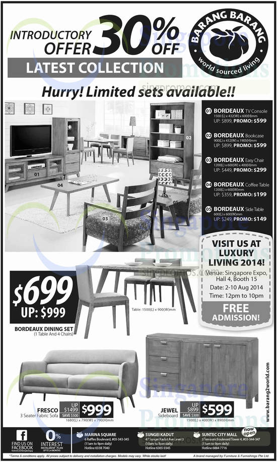 2 Aug Barang Barang Furniture Offers