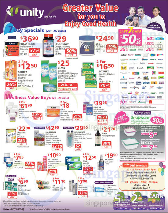 20 Jun 7 Day Specials, Wellness Value Buys, Ocean Health, Multivitamin, Bioglan, Bio-Essence, Alcon, 3M, Growell