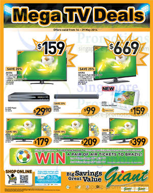 Featured image for (EXPIRED) Giant Hypermarket Akira TVs & Panasonic Electronics Offers 16 – 29 May 2014