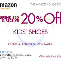 Read more about Amazon.com 20% OFF Kids Shoes Coupon Code 15 - 22 May 2014