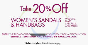 Featured image for (EXPIRED) Amazon.com 20% OFF Women’s Sandals & Handbags Coupon Code (NO Min Spend) 23 – 28 May 2014