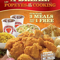 Featured image for (EXPIRED) Popeyes Buy 3 Meals & Get 1 FREE Promo 7 – 11 May 2014