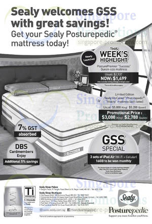 Featured image for Sealy Posturepedic Mattresses GSS Specials 16 May 2014