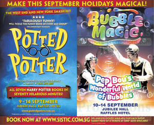 Featured image for (EXPIRED) Potted Potter & Bubble Magic Shows @ Raffles Hotel 9 – 14 Sep 2014