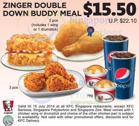 15.50 Zinger Double Down Buddy Meal