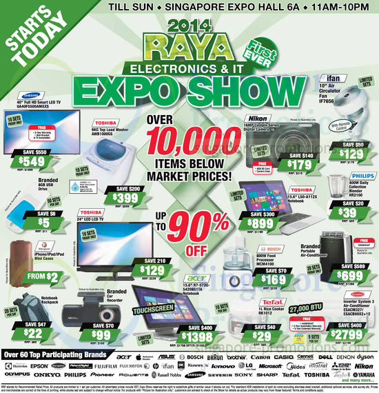 20 Jun TVs, Washers, Car Recorder, Food Processor, Notebook, Digital Camera, Samsung, Toshiba, Acer, Bosch, Philips, Tefal