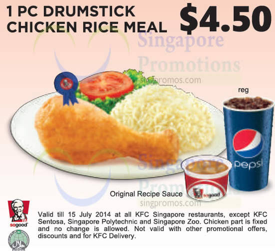 4.50 1pc Drumstick Chicken Rice Meal