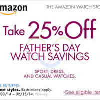 Read more about Amazon.com 25% OFF Watches Coupon Code (NO Min Spend) 3 - 16 Jun 2014