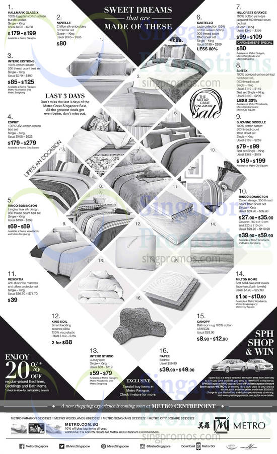 Bedsheet Sets Hillcrest Grayce, Castello, Suzanna Sobelle, Sintex, Rinco Bonington, Novelle, Esprit, Intero Editions, Hallmark Classix