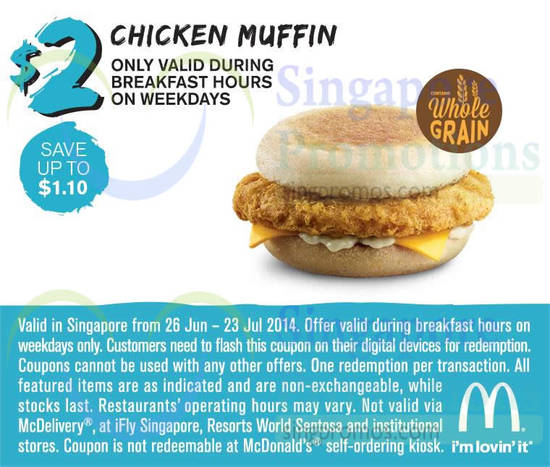 (Breakfast Hours) 2.00 Chicken Muffin