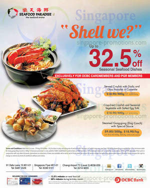 Featured image for (EXPIRED) Seafood Paradise Up To 32.5% OFF For OCBC Cardmembers 16 Jun – 29 Aug 2014