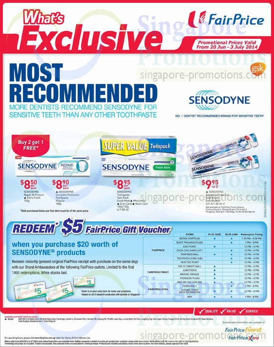 Sensodyne 5 Dollar Free Voucher, Roadshow Details