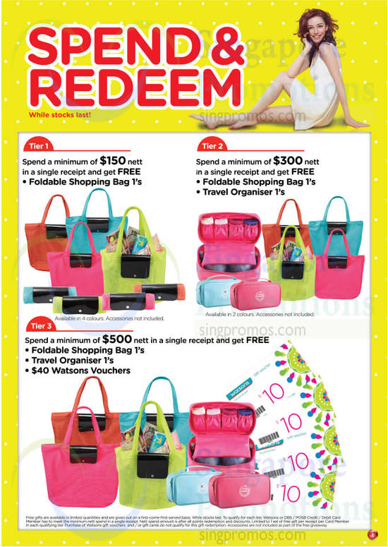 Spend n Redeem Foldable Shopping Bag, Travel Organizer, 40 Dollar Watsons Voucher