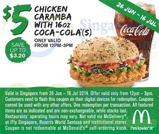 (Till 16 Jul) 5.00 Chicken Caramba n Coca-Cola