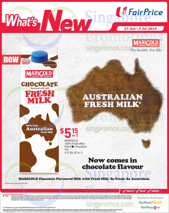 (Till 3 Jul) Marigold Fresh Milk Plain, Chocolate