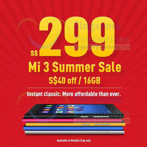 Featured image for Xiaomi Mi 3 $40 OFF Summer Sale Promo 16 Jun 2014