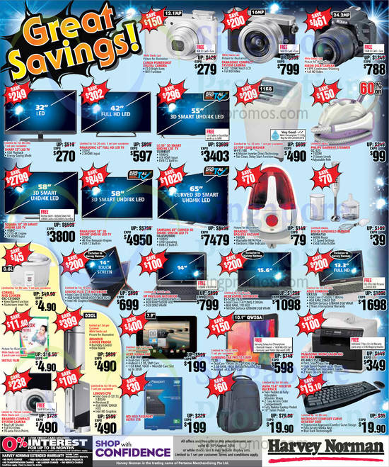 8 Aug TVs, Digital Cameras, Washers, Garment Steamers, Notebooks, Tablets, Home Appliances, Sharp, Panasonic, LG, Canon, Nikon, Samsung