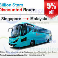 Read more about Billion Stars Coach Services 5% OFF SG To Malaysia Bus Routes 2 Jul 2014