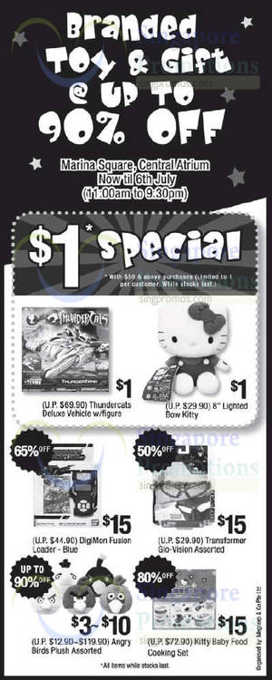 Featured image for (EXPIRED) Branded Toys & Gifts Sale @ Marina Square 3 – 6 Jul 2014