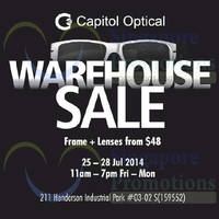 Read more about Capitol Optical Warehouse SALE 25 - 28 Jul 2014