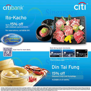 Featured image for Din Tai Fung & Ito-Kacho 15% OFF For Citibank Cardmembers 13 Jul 2014