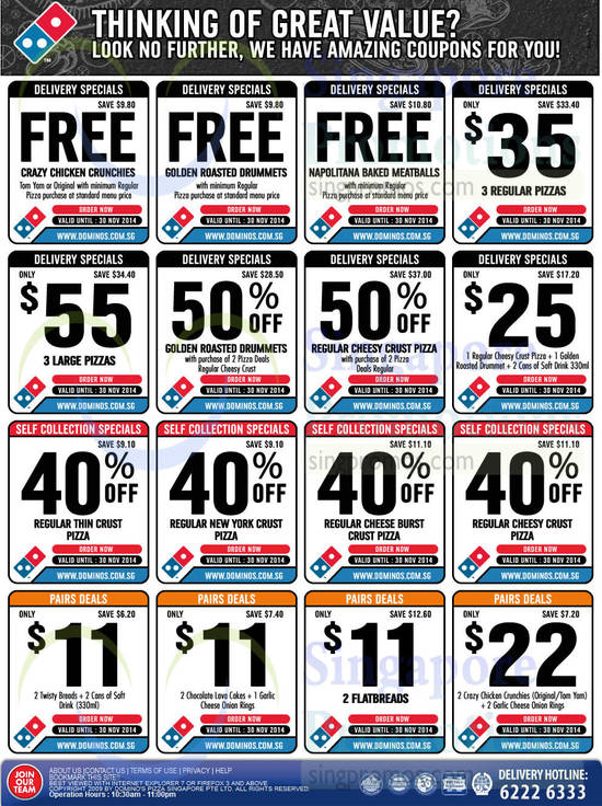 dominos online discount code