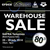 Read more about Kappa, Arena, Le Coq Sportif & Crocs Warehouse Sale 25 - 28 Jul 2014