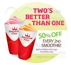 Featured image for (EXPIRED) Smoothie King 50% OFF 2nd Smoothie Promo 10 – 27 Jul 2014