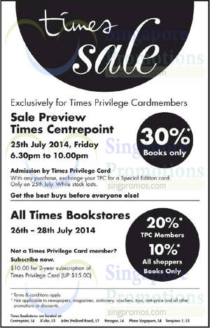 Featured image for (EXPIRED) Times Bookstores SALE 26 – 28 Jul 2014