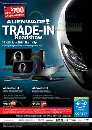 Featured image for (EXPIRED) Dell Alienware Trade-in Roadshow Offers @ Funan Digitalife Mall 14 – 20 Jul 2014
