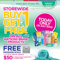 Read more about Watsons Buy 1 Get 1 FREE Housebrand Products 16 Jul 2014