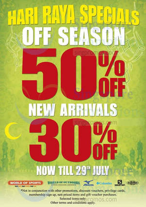 Featured image for (EXPIRED) World of Sports 50% OFF Off Season & 30% OFF New Arrivals 25 – 29 Jul 2014