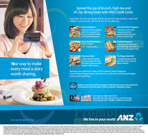 Featured image for (EXPIRED) ANZ One Dines FREE Dining Deals 1 Aug – 31 Oct 2014