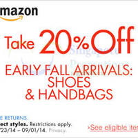 Read more about Amazon.com 20% OFF Shoes & Handbags Coupon Code (NO Min Spend) 31 Aug - 2 Sep 2014