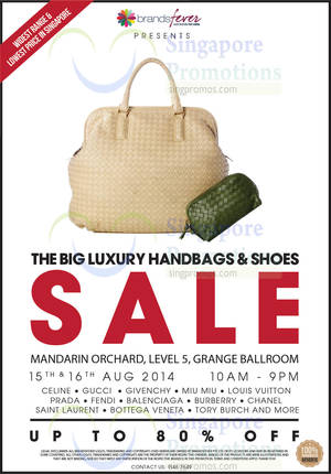 Featured image for (EXPIRED) Brandsfever Handbags & Footwear Sale @ Mandarin Orchard 15 – 16 Aug 2014