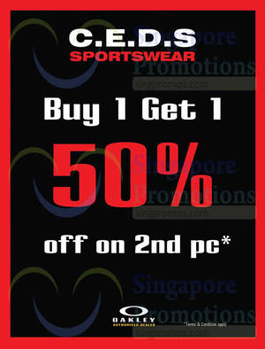 Featured image for (EXPIRED) C.E.D.S Sportswear 50% OFF 2nd Item Promo 31 Jul – 31 Aug 2014