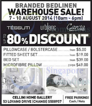 Featured image for (EXPIRED) Cellini Home Gallery Branded Bedlinen Warehouse Sale 7 – 10 Aug 2014