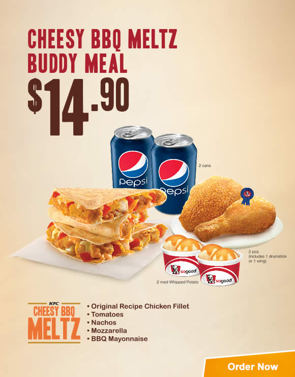 cheesy bbq meltz buddy meal (delivery)