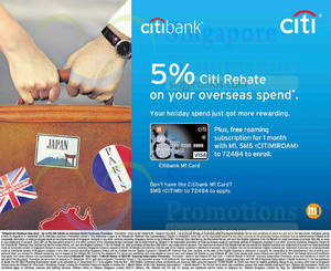 Featured image for Citibank M1 Card Overseas Spend 5% Citi Rebate 31 Aug 2014