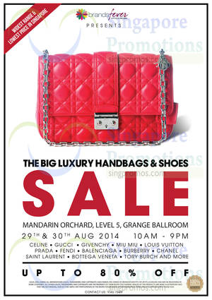 Featured image for (EXPIRED) Brandsfever Handbags & Footwear Sale @ Mandarin Orchard 29 – 31 Aug 2014