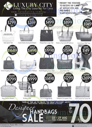 Featured image for (EXPIRED) Luxury City Luxury Branded Handbags Sale @ Chinatown Point 22 – 27 Aug 2014