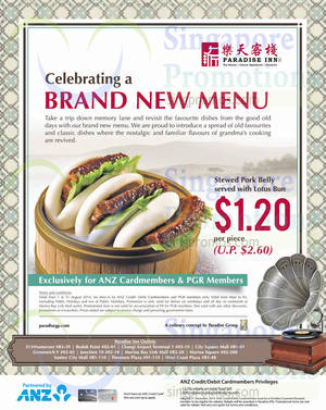 Featured image for (EXPIRED) Paradise Inn Stewed Pork Belly Promo For ANZ Cardmembers 1 – 29 Aug 2014