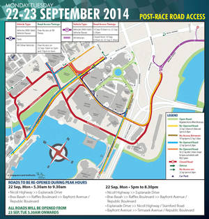 Featured image for (EXPIRED) F1 2014 Road Closures in Singapore 17 – 23 Sep 2014