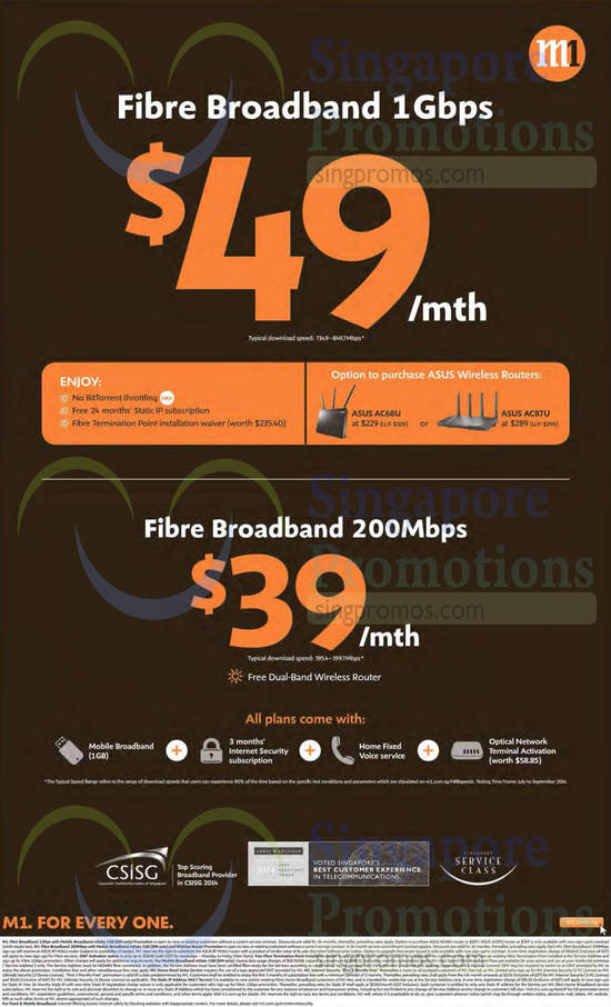 49.00 Fibre Broadband 1Gbps, 39.00 Fibre Broadband 200Mbps