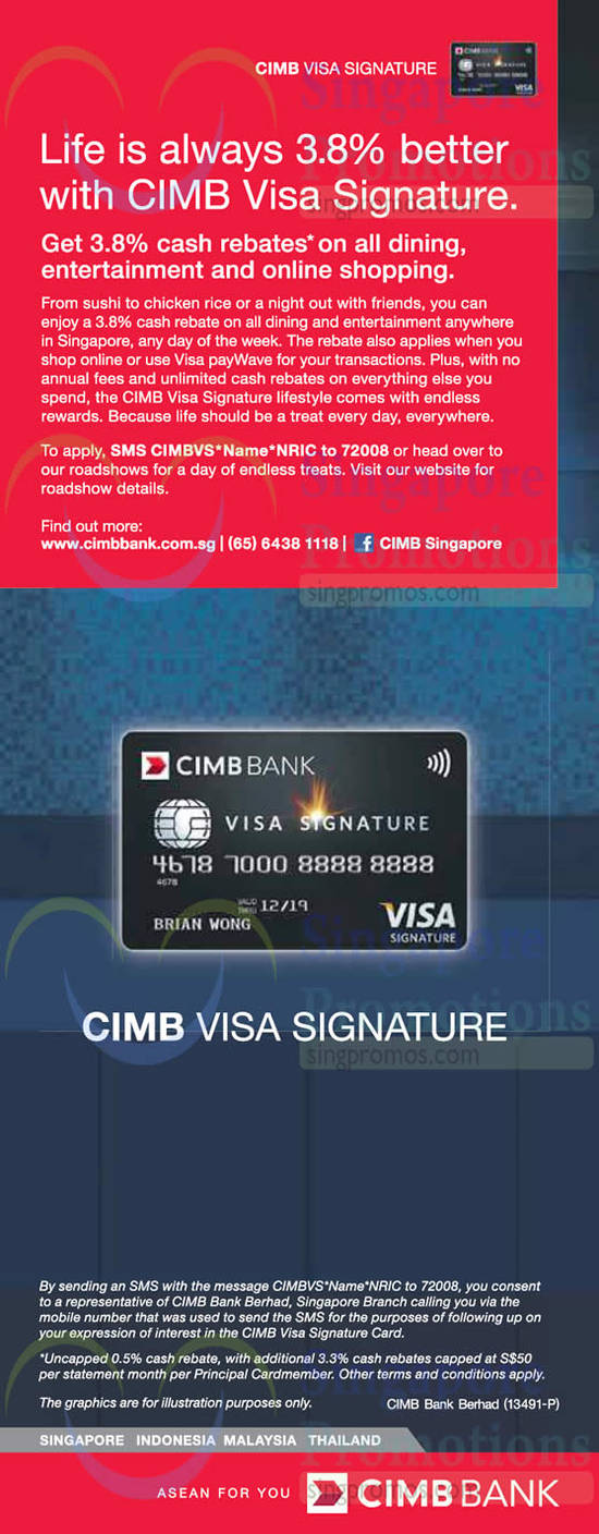 9 Oct 3.8 Percent Cash Rebates with CIMB Visa Signature Card