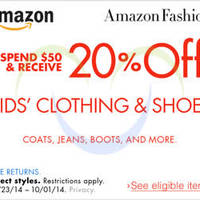 Read more about Amazon.com 20% OFF Kids Clothing & Shoes Coupon Code 23 Sep - 1 Oct 2014